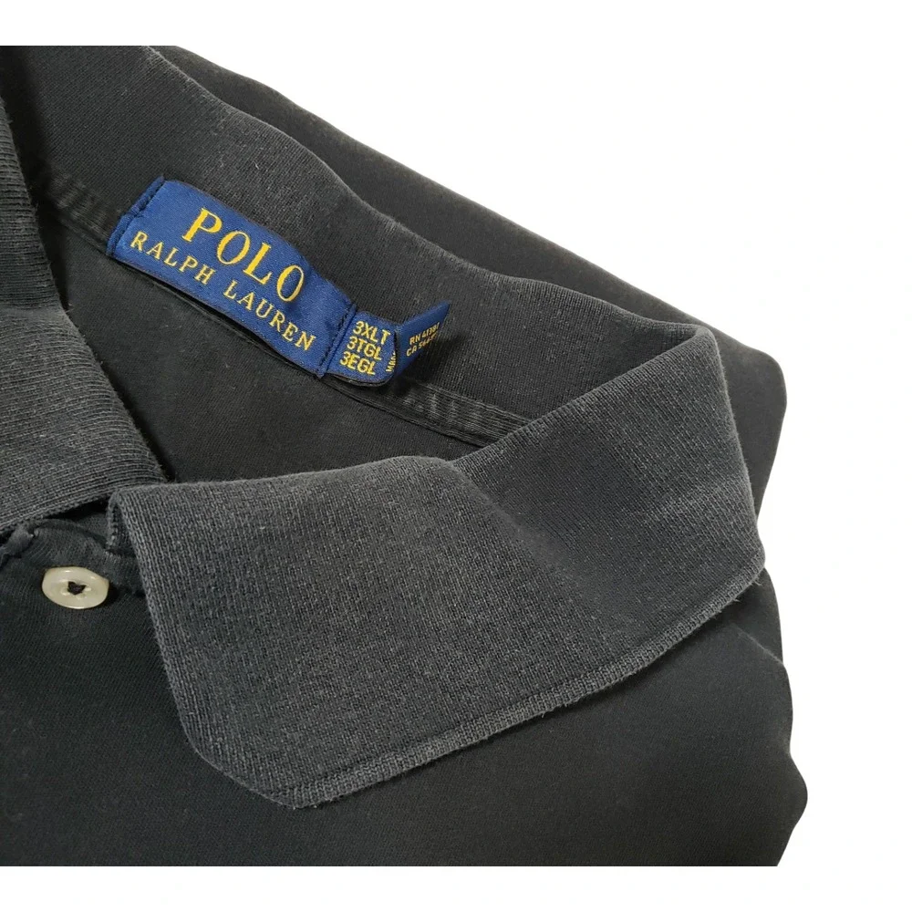 Polo Ralph Lauren Mens 3XLT Black Short Sleeve Cotton Polo Shirt Pony Logo